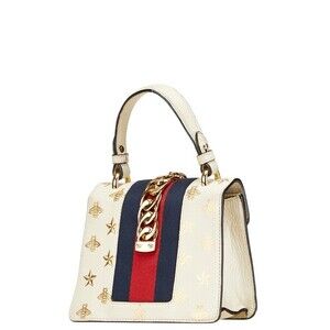 Gucci Handbag Sylvie Shoulder Leather Star Bee Bag White Gold